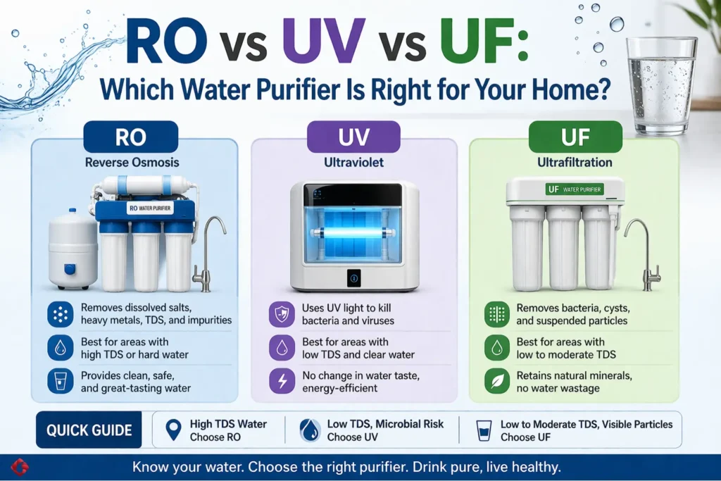 RO vs UV vs UF Which Water Purifier Is Right for Your Home