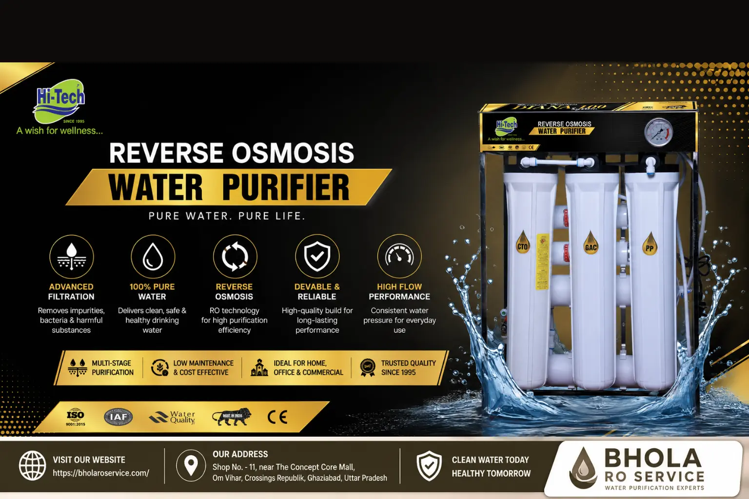 100 LPH RO Plant by Bhola Ro Service – The Ultimate Commercial Water Purification Solution